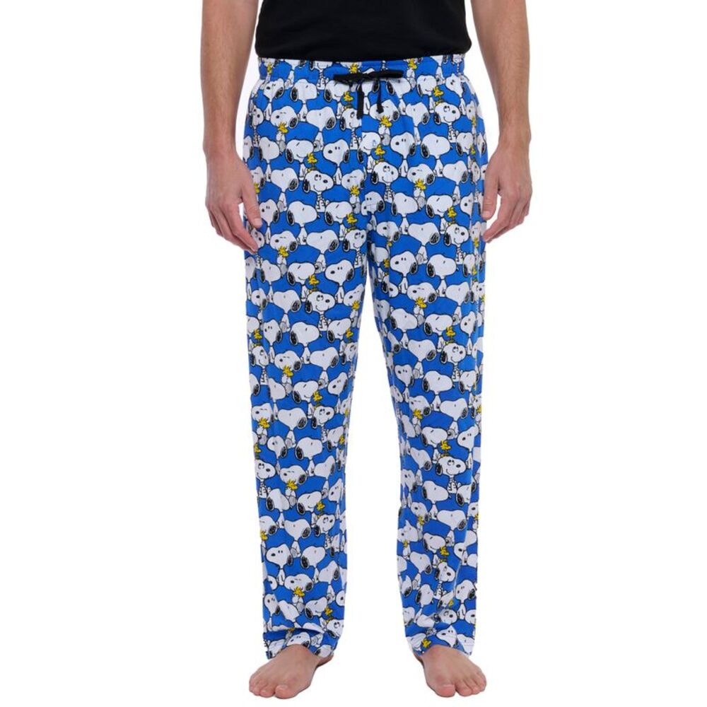 New Men's Peanuts Snoopy & Woodstock Pajama Pants Lounge Wear Blue